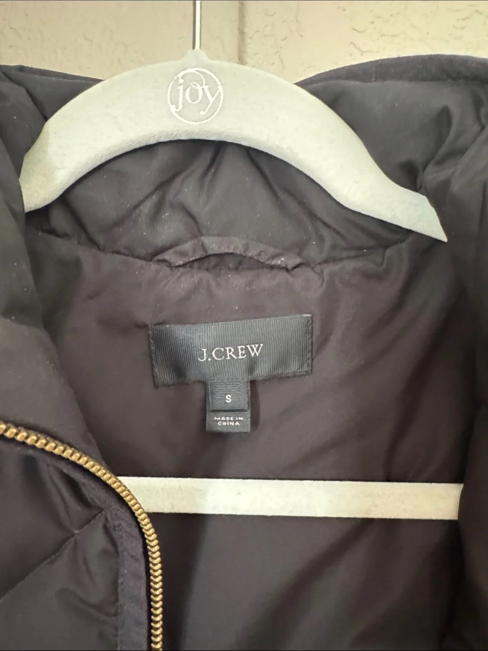 J. Crew Quilted Black Puffer Vest with Gold Hardware